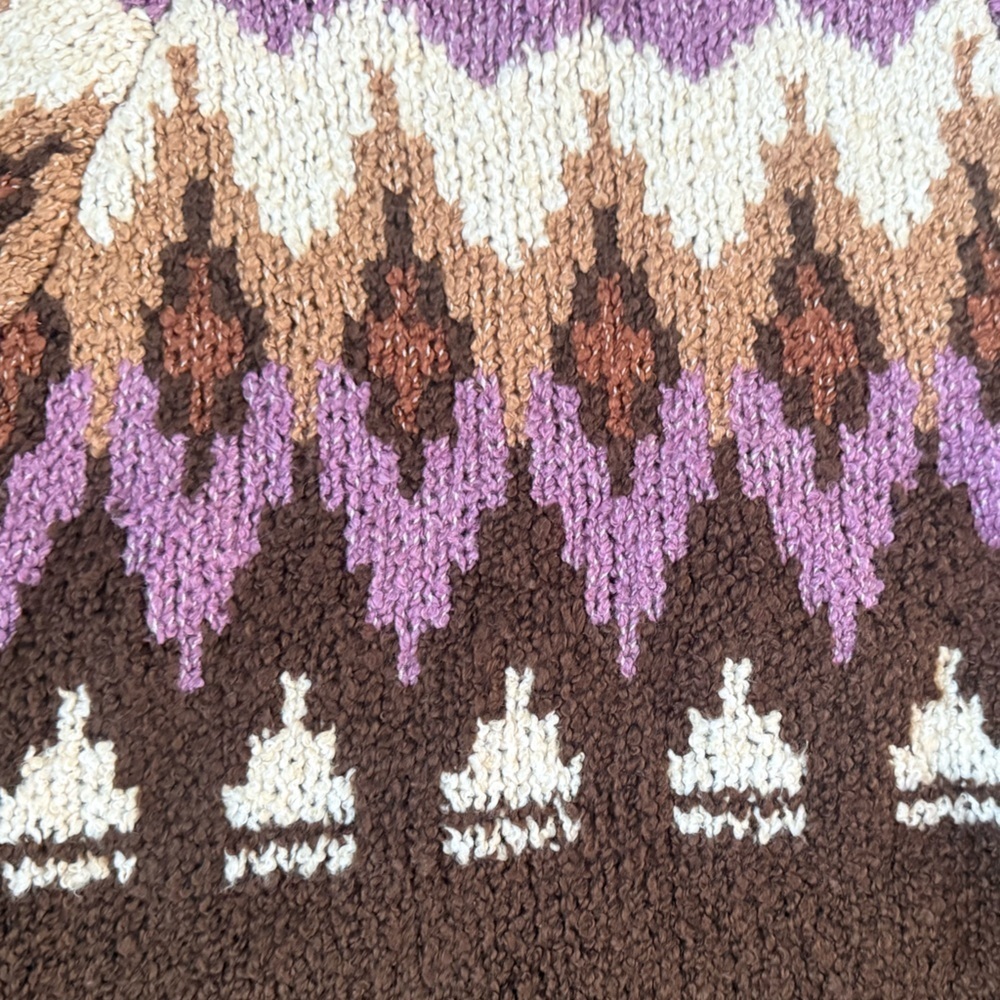 American Eagle Fair Isle Mock Neck Sweater XS NWT brown purple Winter Ski Cozy - Picture 5 of 8